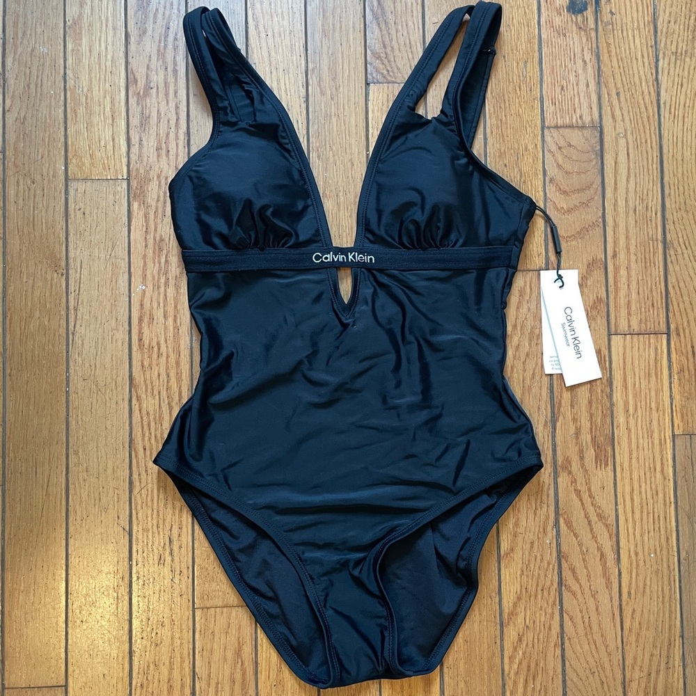 Calvin Klein Black Cutout One Piece Swimsuit